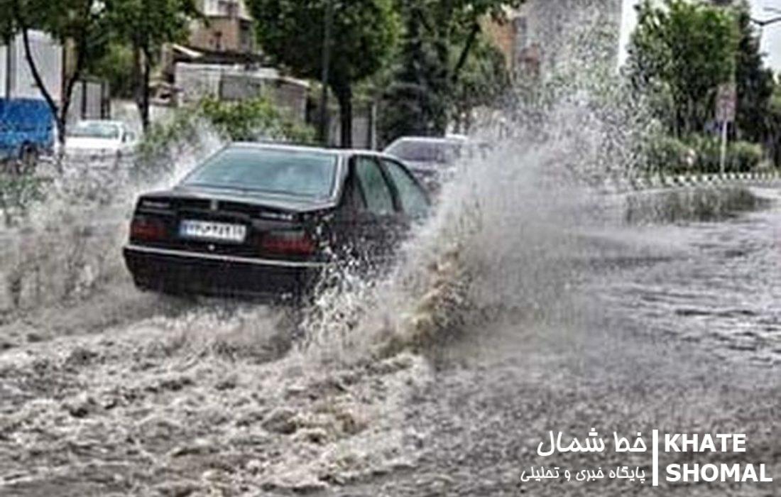 احتمال آبگرفتگی معابر و اختلال در تردد خودروها در مازندران